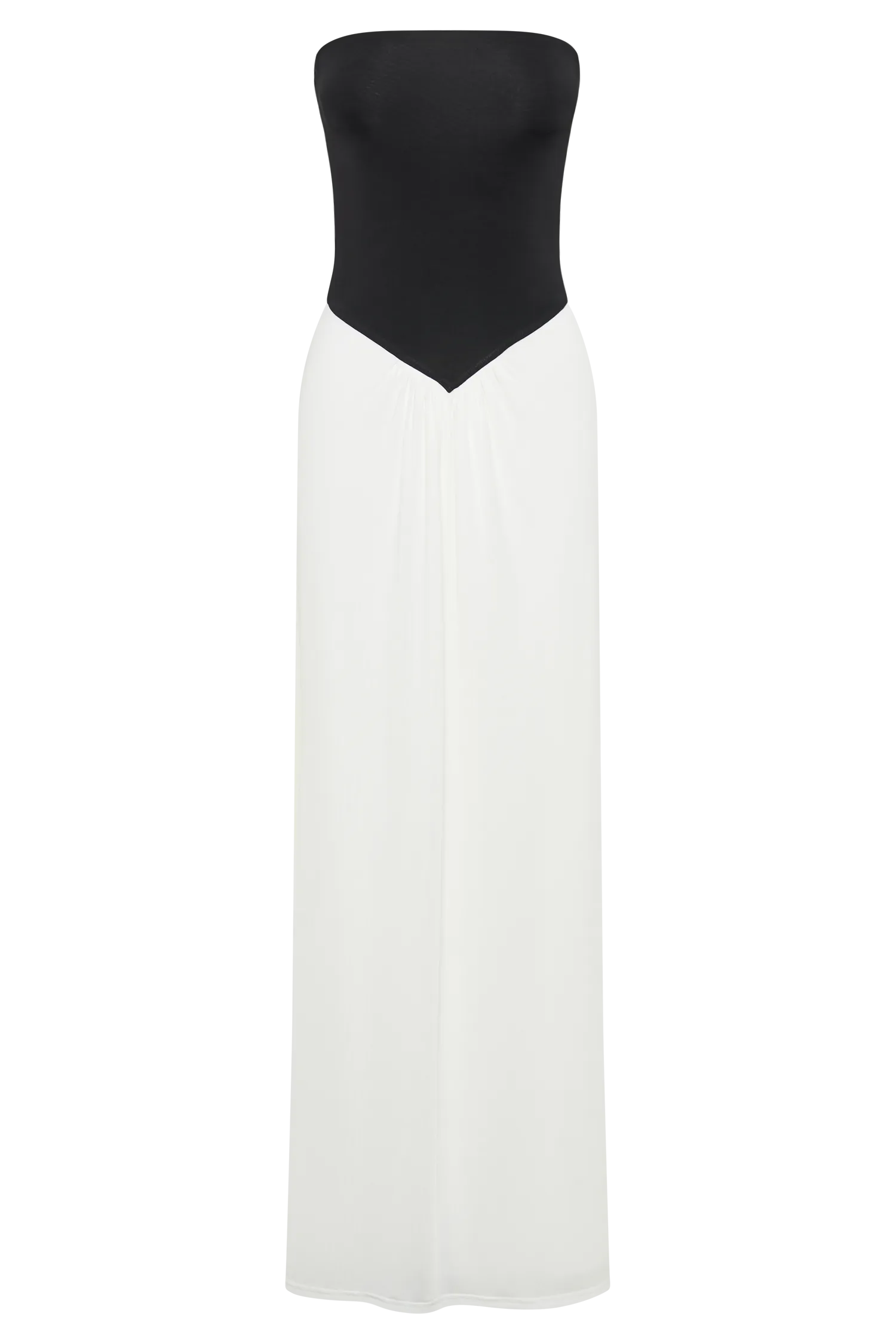 Ruby Strapless Slinky Maxi Dress - Black/White