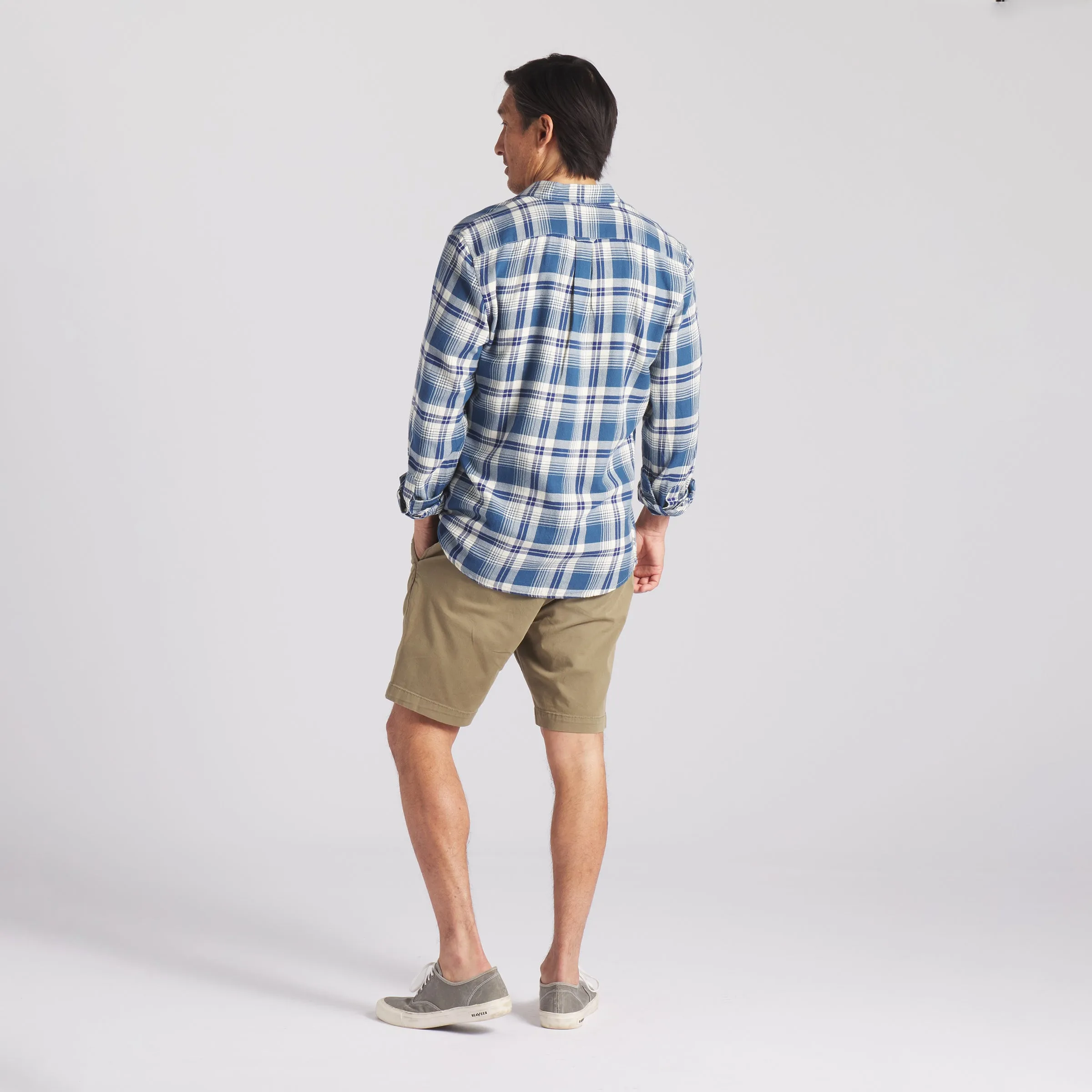 Rugged Twill Shirt - Navy Cream Plaid