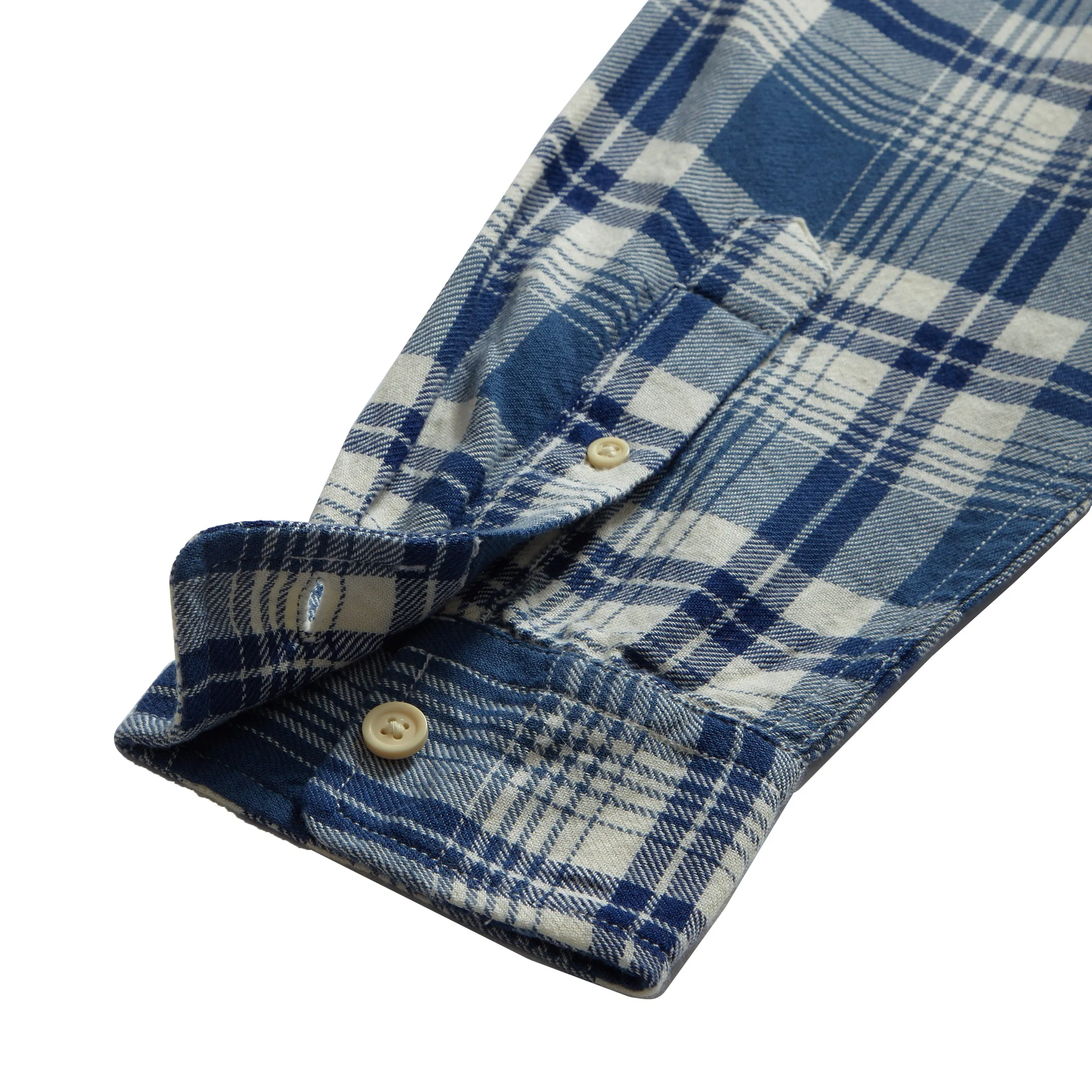 Rugged Twill Shirt - Navy Cream Plaid