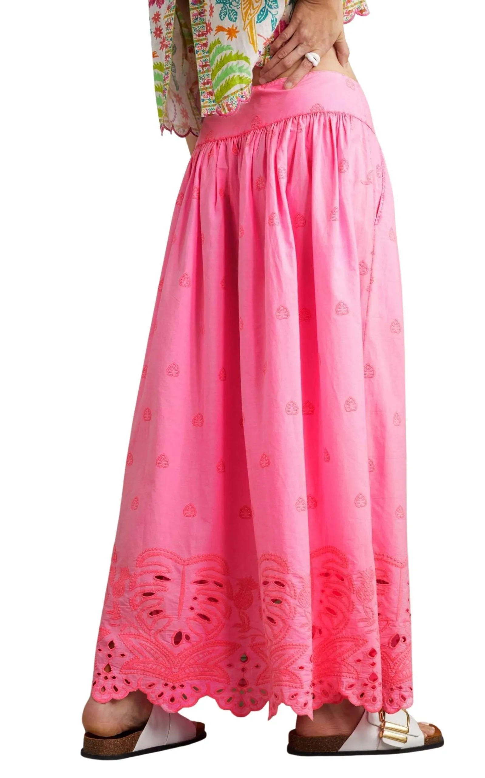 Scalloped Broderie Anglaise Cotton-poplin Maxi Skirt