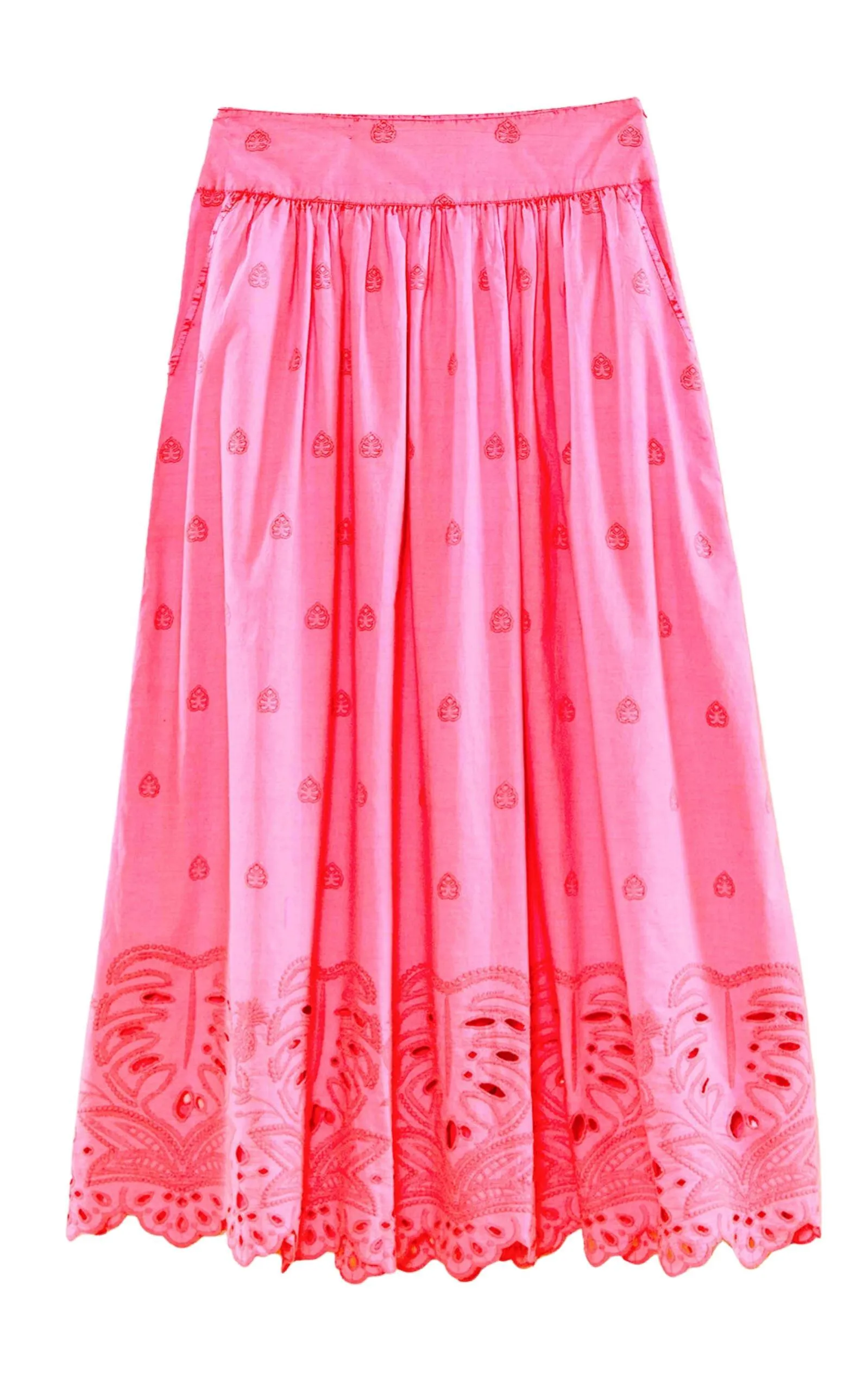 Scalloped Broderie Anglaise Cotton-poplin Maxi Skirt