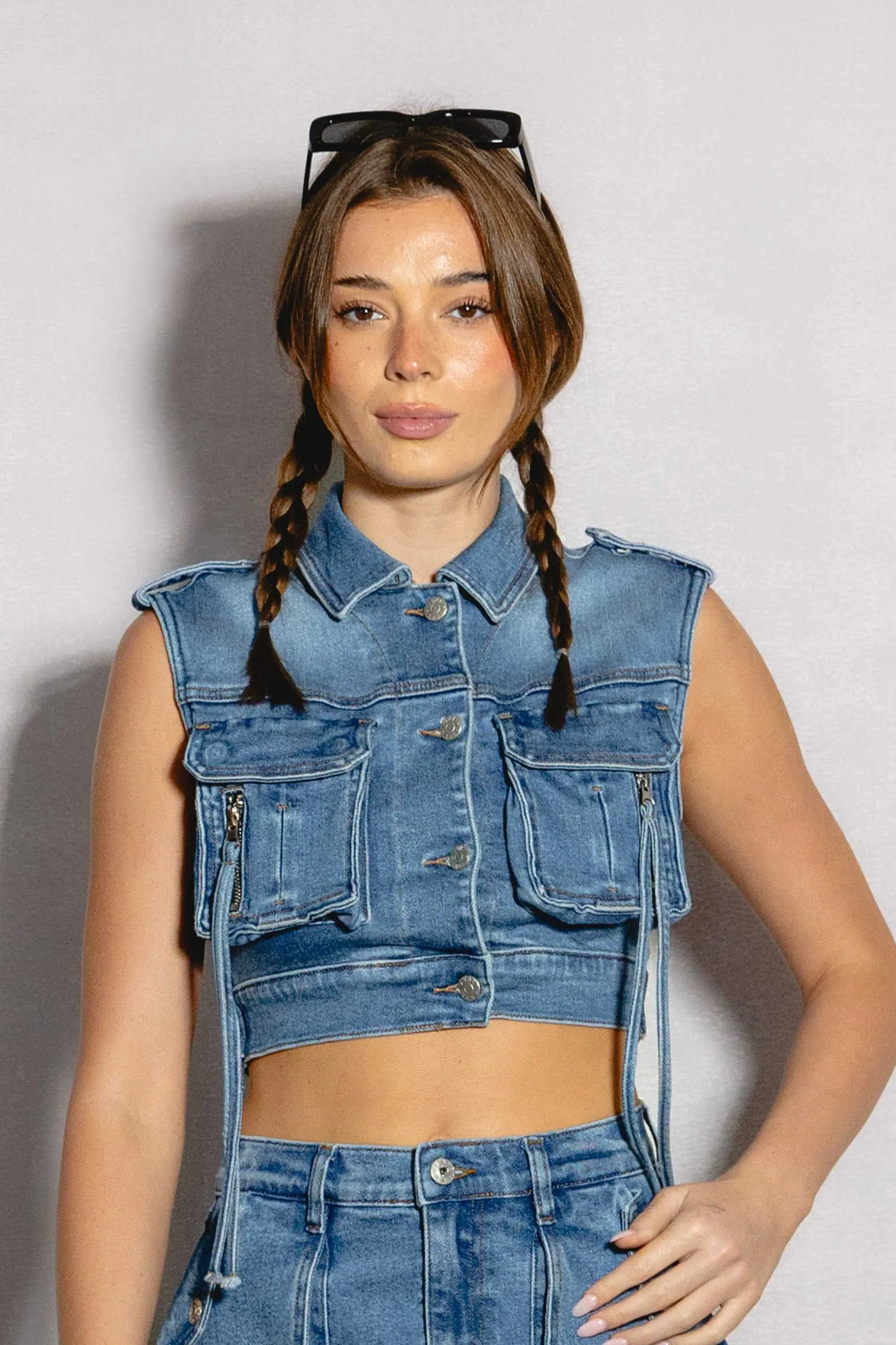 Sleeveless Denim Trucker Jacket