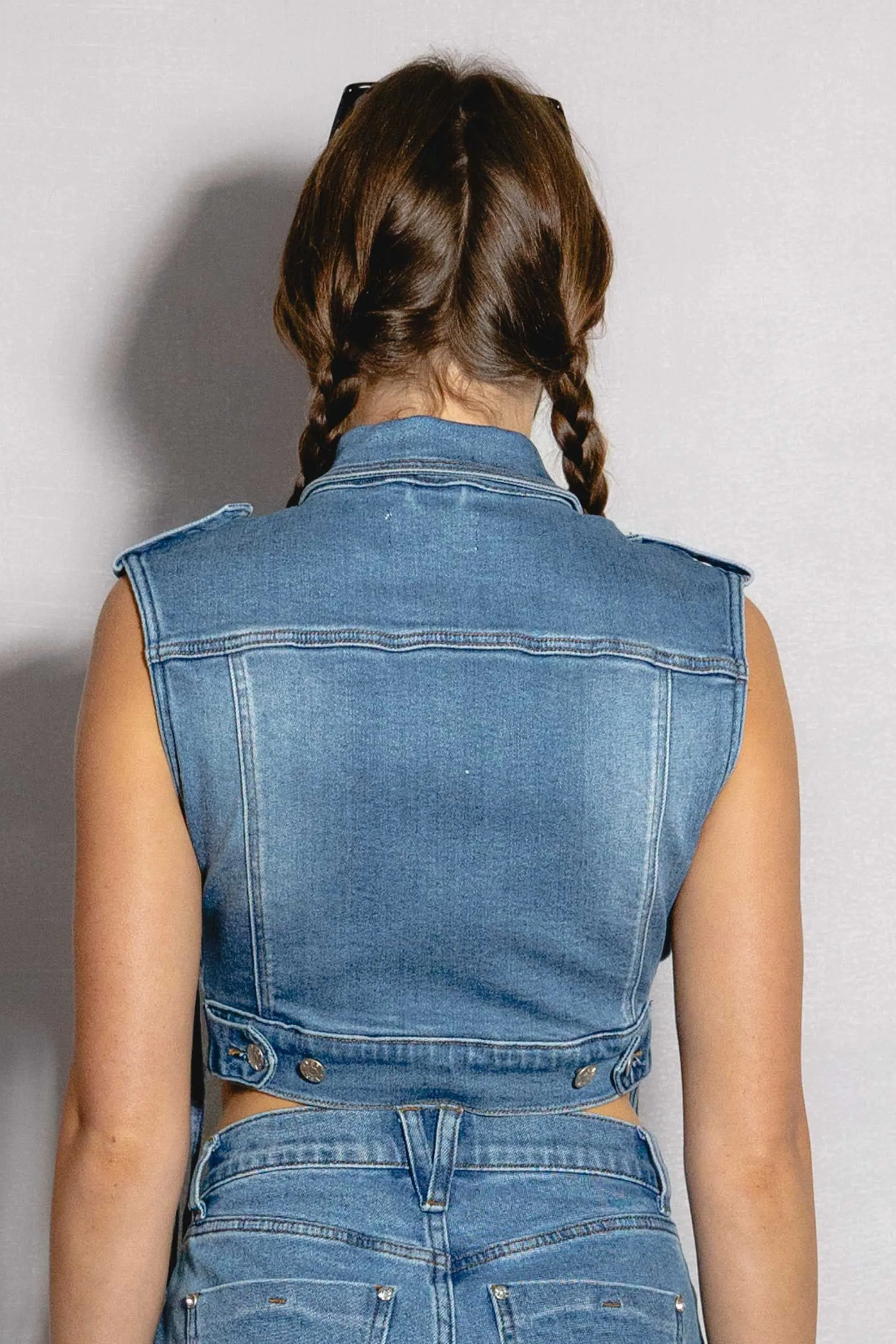 Sleeveless Denim Trucker Jacket