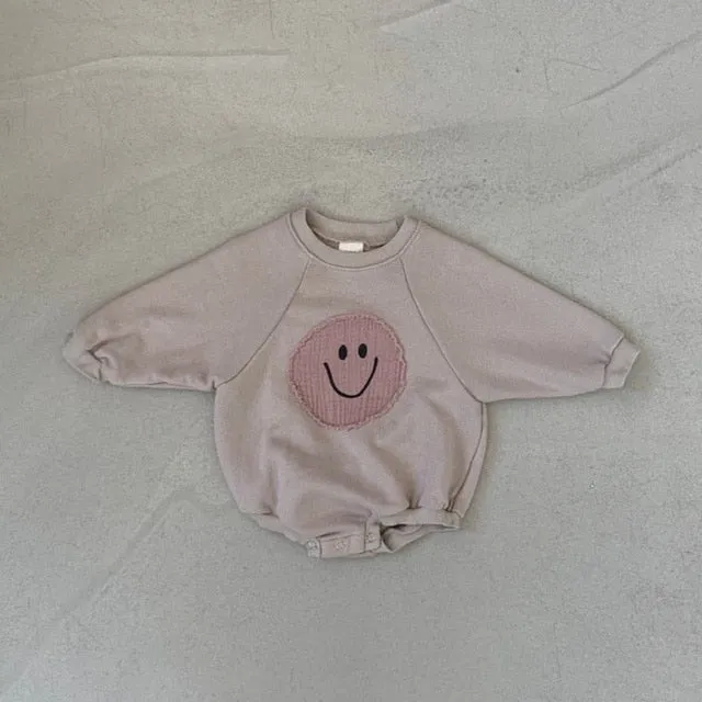 Smiley Face Sweatshirt Baby Romper