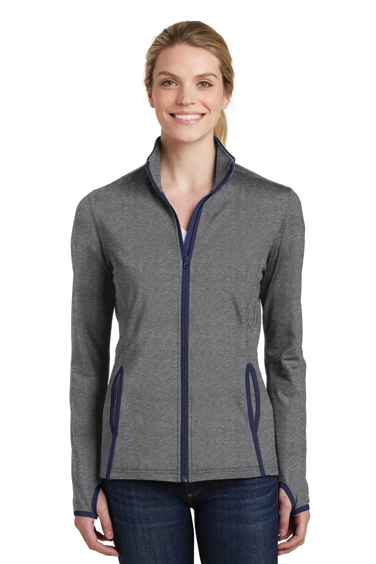 Sport-Tek® Ladies Sport-Wick® Stretch Contrast Full-Zip Jacket.  LST853