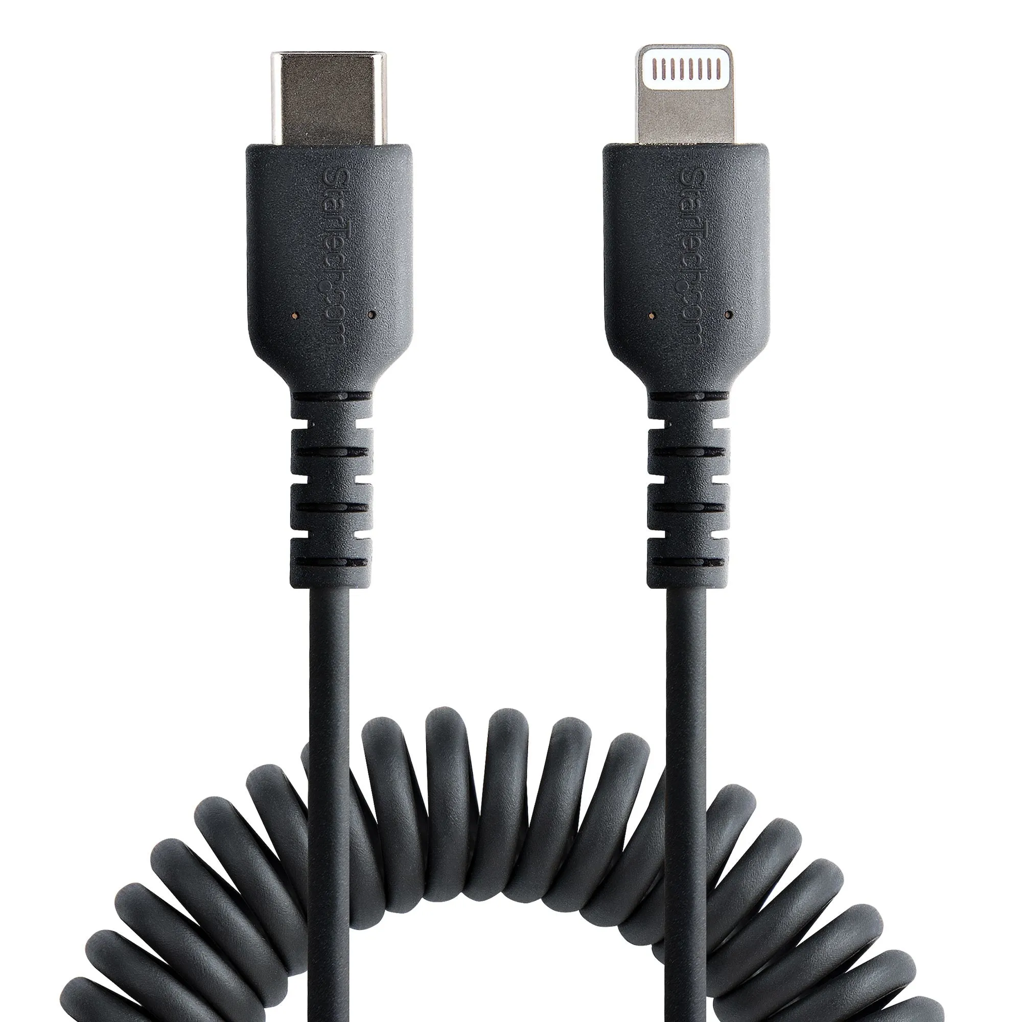 Startech.Com 1M (3Ft) Usb C To Lightning Cable, Mfi Certified, Coiled Iphone Charger Cable, Black, Durable And Flexible