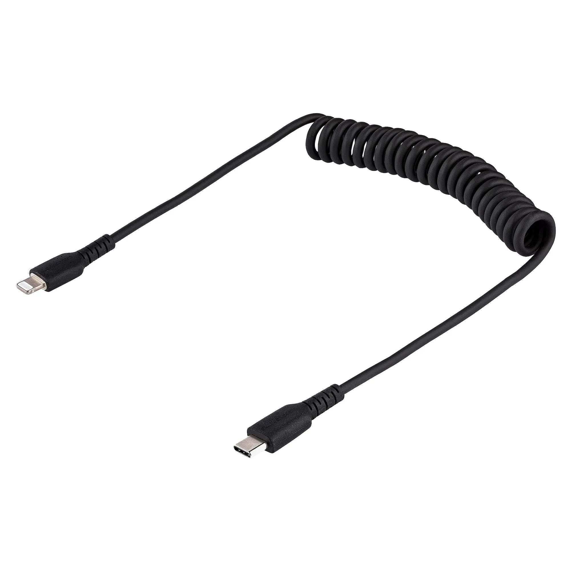 Startech.Com 1M (3Ft) Usb C To Lightning Cable, Mfi Certified, Coiled Iphone Charger Cable, Black, Durable And Flexible