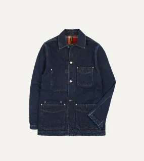 Stone Wash Selvedge Denim Five-Pocket Chore Jacket with Blanket Lining