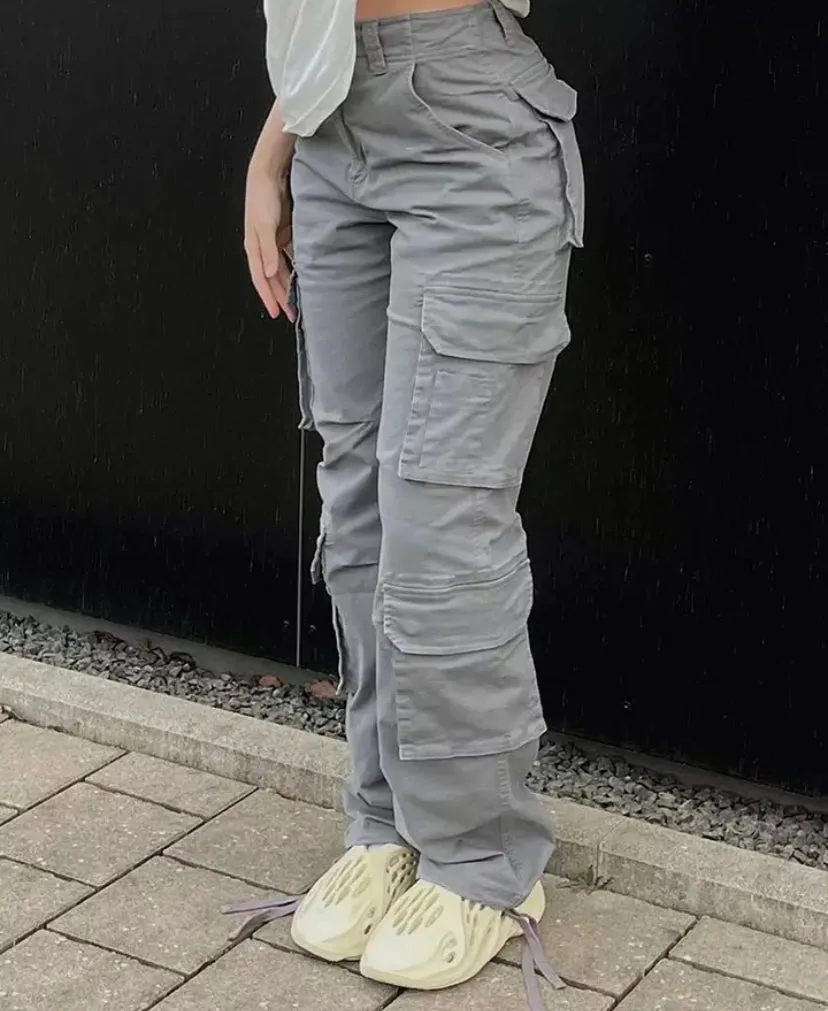 Straight Leg Grey Cargo Pants