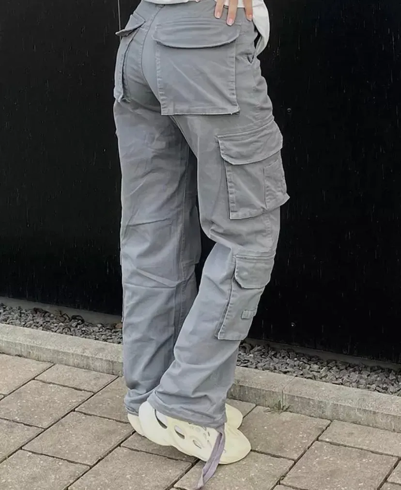 Straight Leg Grey Cargo Pants