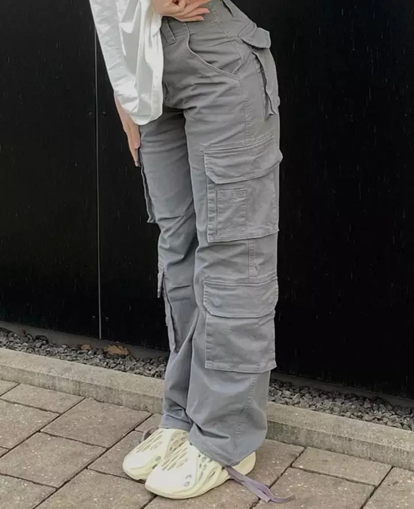 Straight Leg Grey Cargo Pants