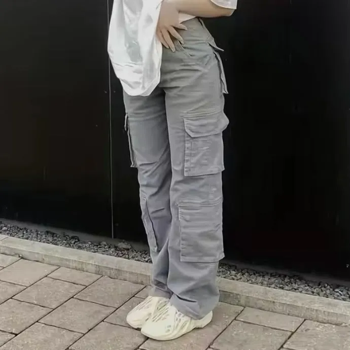 Straight Leg Grey Cargo Pants