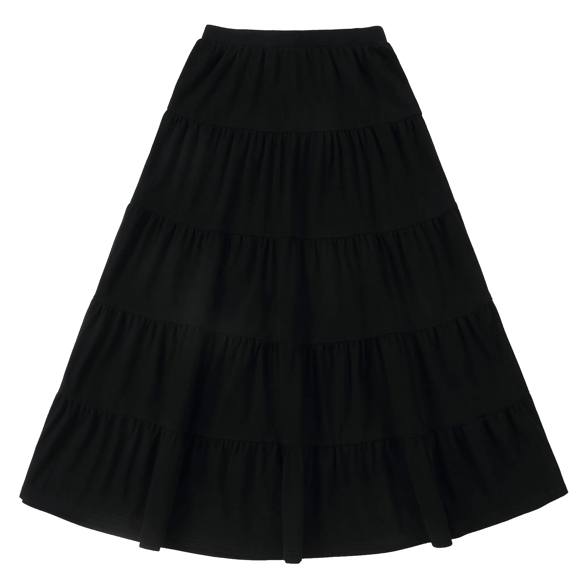 Teens Black Jersey Tiered Maxi Skirt