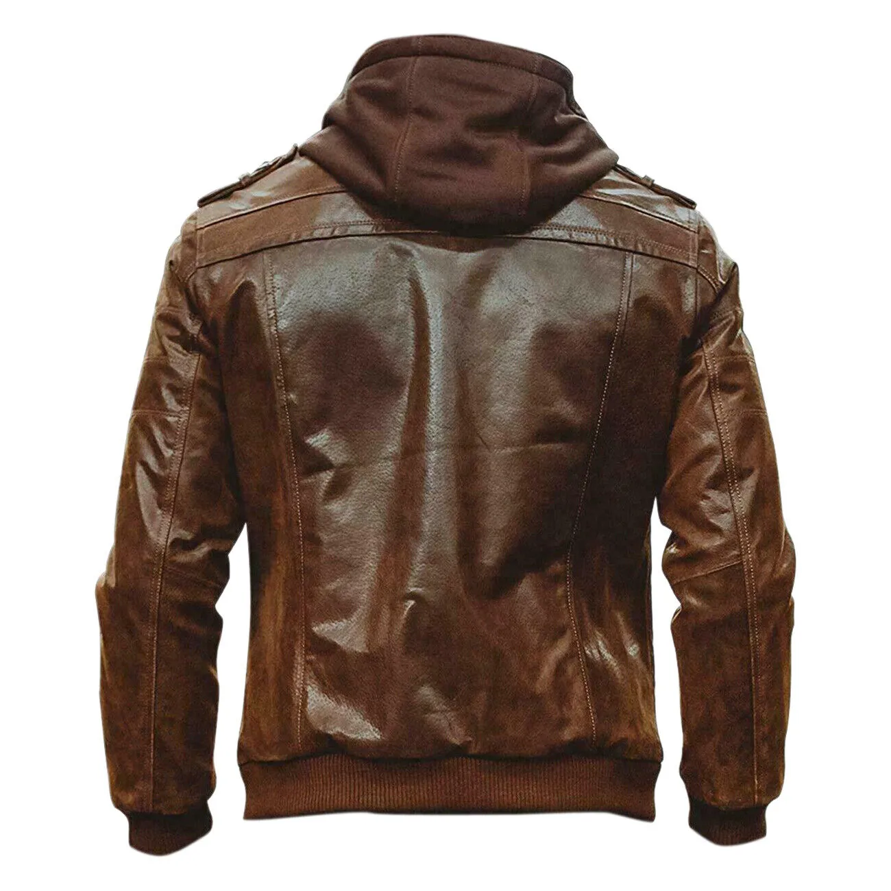 Ultimate Style and Comfort: Empowering Distressed Brown Detachable Hooded Jacket, Crafted from Luxurious Sheep Leather, Featuring a Dynamic Hooded Collar