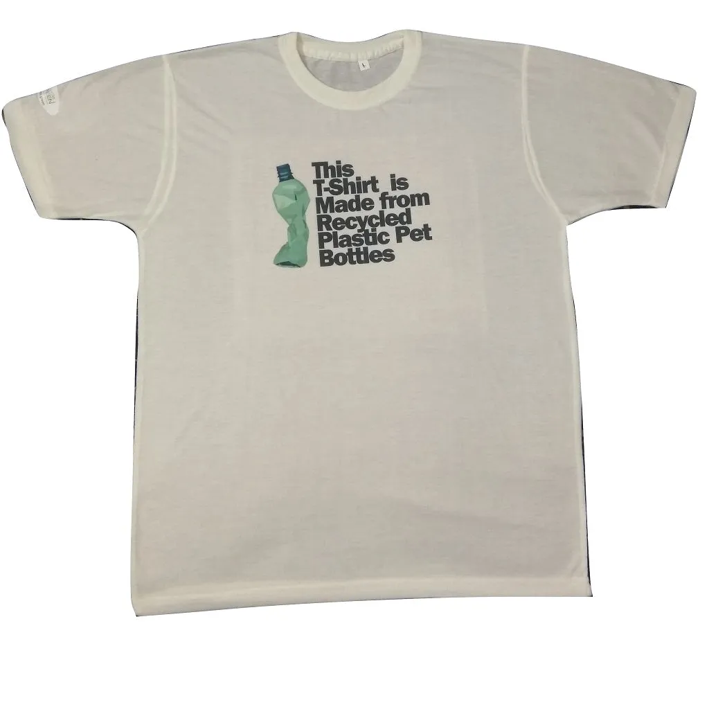 Waste PET Bottles Recycled to make this T Shirt - 50% PET 50% Cotton Round Neck White