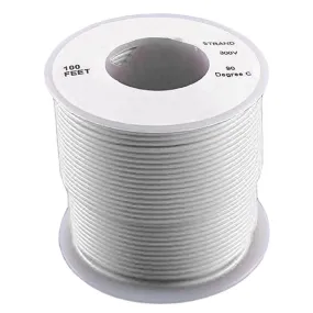 White 24 Gauge Stranded Wire, 100' Spool