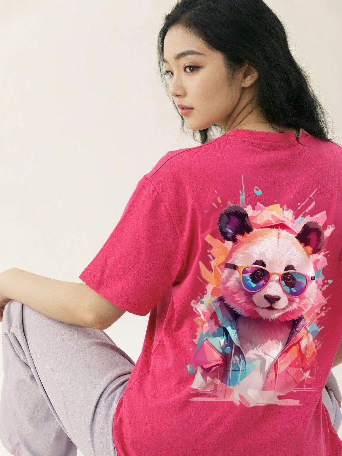 Women Oversized Hot Pink T-shirt - inspired