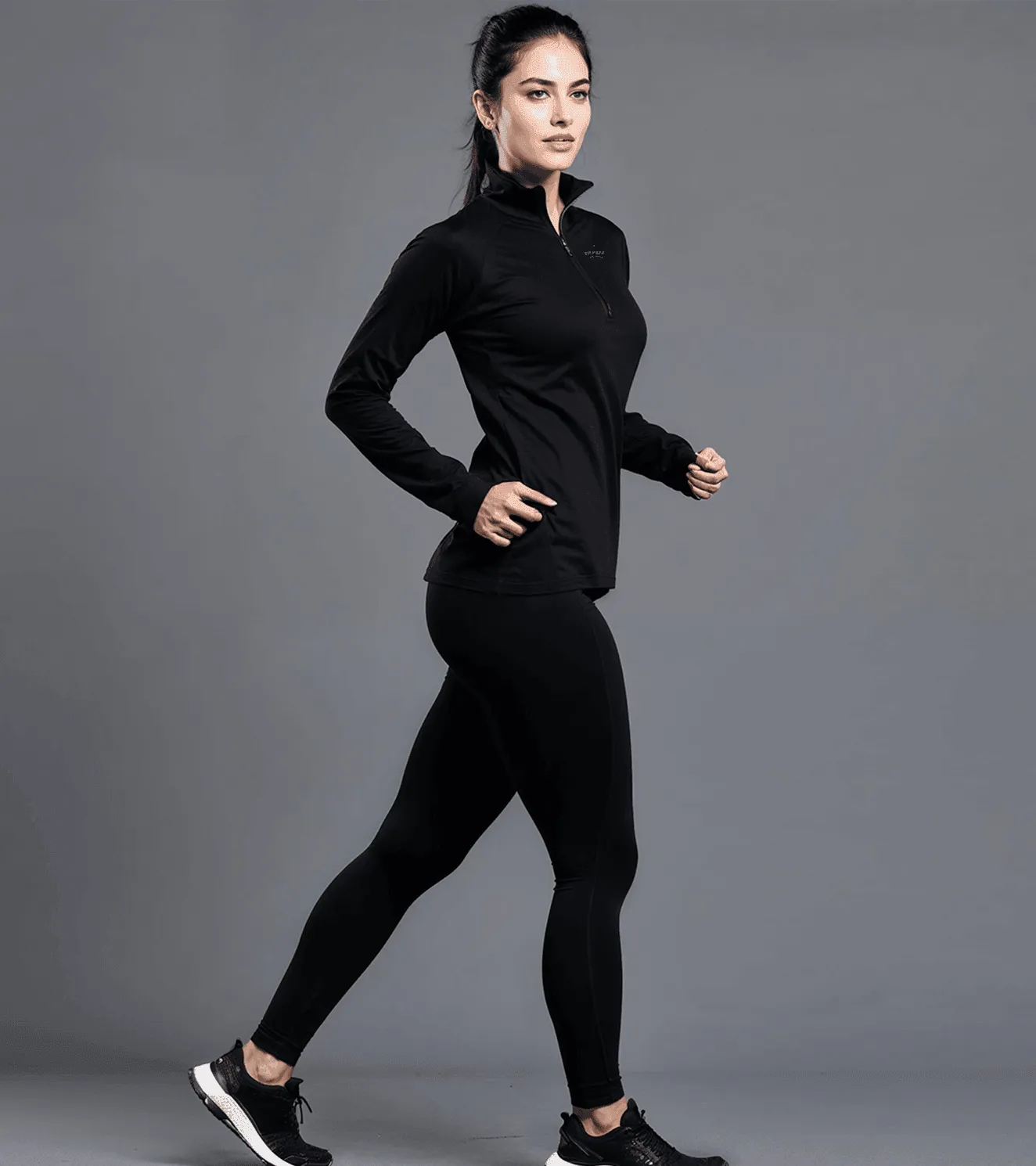 Women's 1/4 zipper running tshirt