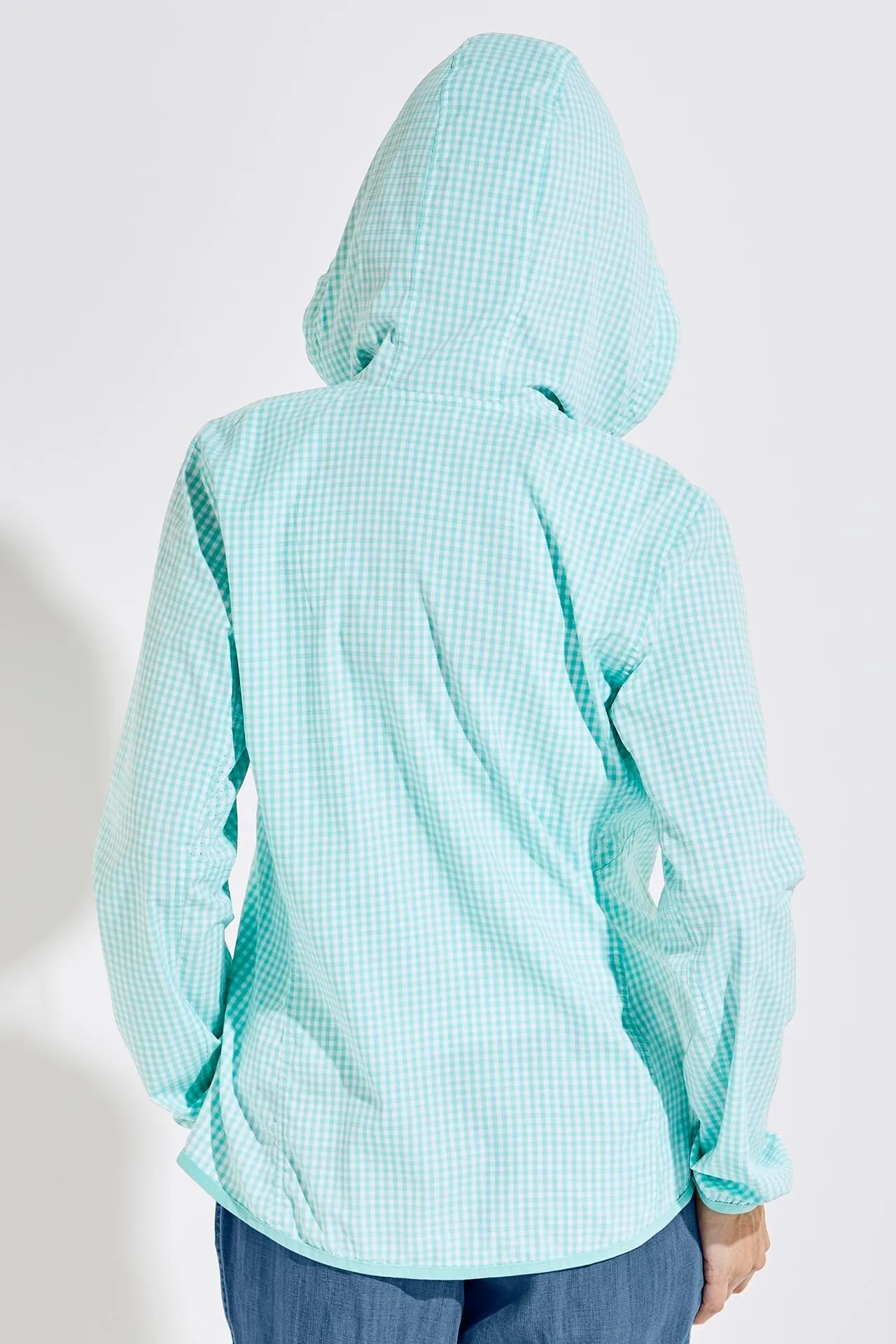 Women's Arcadian Packable Sunblock Jacket  |  Tea Green Gingham