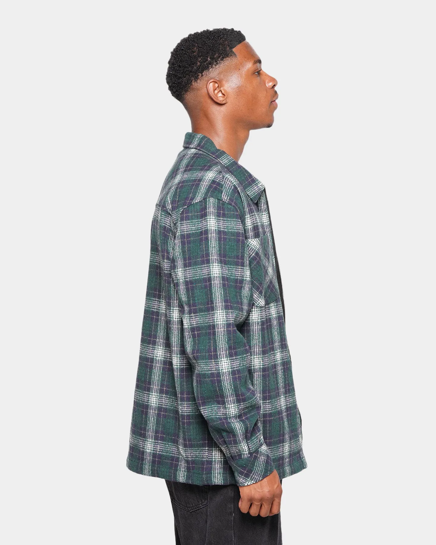 XXIII Vitus Zip Up Flannel Shacket Green